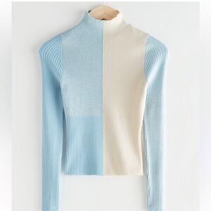 Other Stories Mock Neck Colour Block Rib Sweater